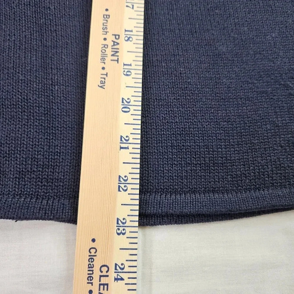 Vintage Pendleton Cardigan Womens Large Navy Blue Short Sleeve Knit Flower Leave - Picture 9 of 13